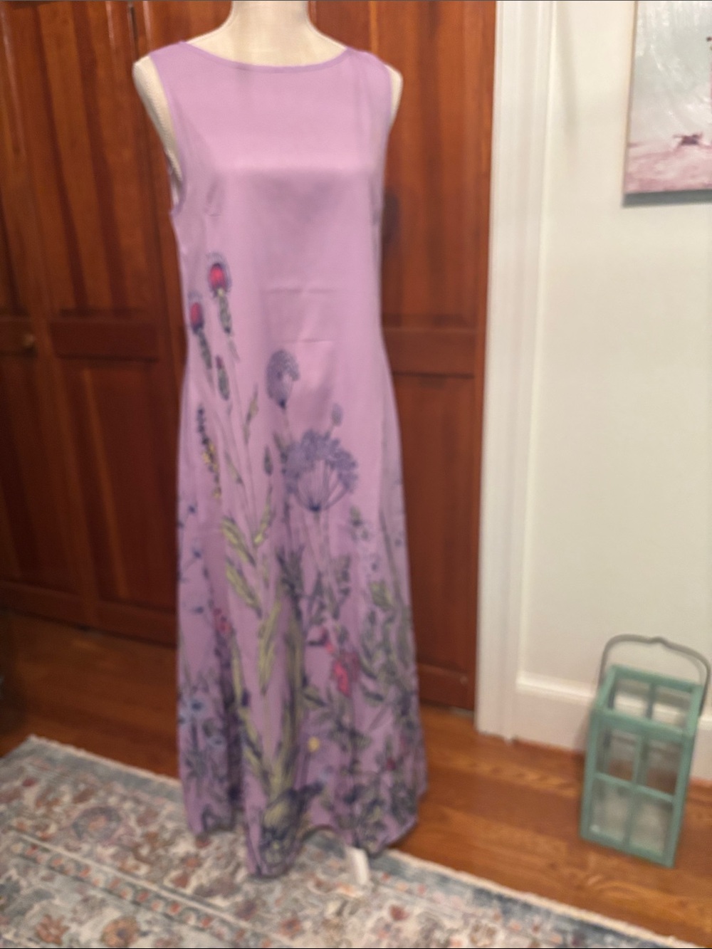 Sleeveless Lavender Floral-Print Maxi Dress